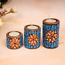 CANDAL HOLDER SET OF 3 BLUE