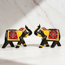 ELEPHANT WOODEN T LIGHT BLACK