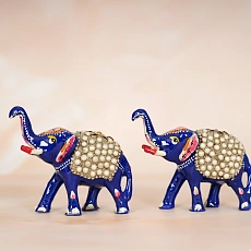 METAL ELEPHANT SET KUNDAN WORK