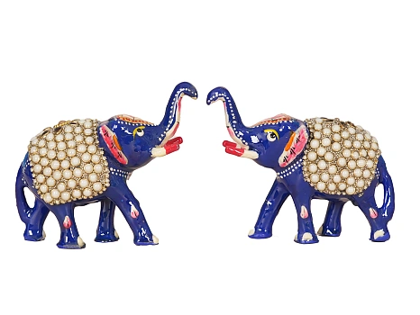 METAL ELEPHANT SET KUNDAN WORK