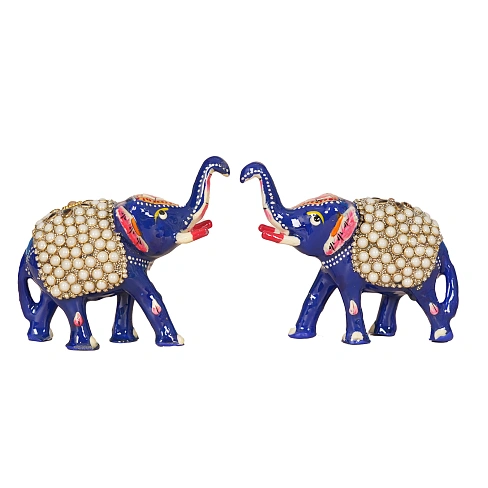 METAL ELEPHANT SET KUNDAN WORK
