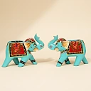 ELEPHANT WOODEN T LIGHT BLUE