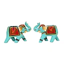 ELEPHANT WOODEN T LIGHT BLUE